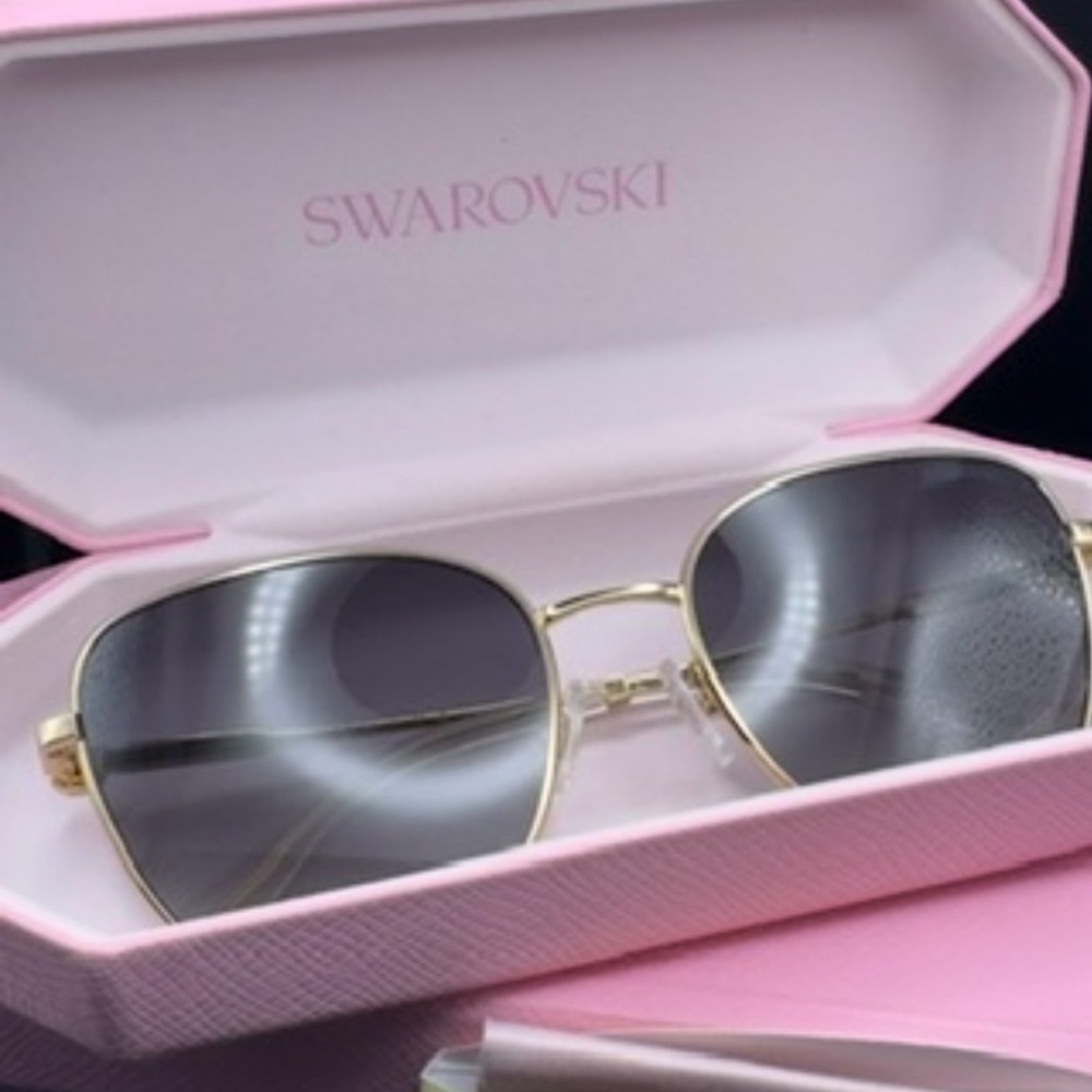 Swarovski Gold Frame Sunglasses with Gray Lenses